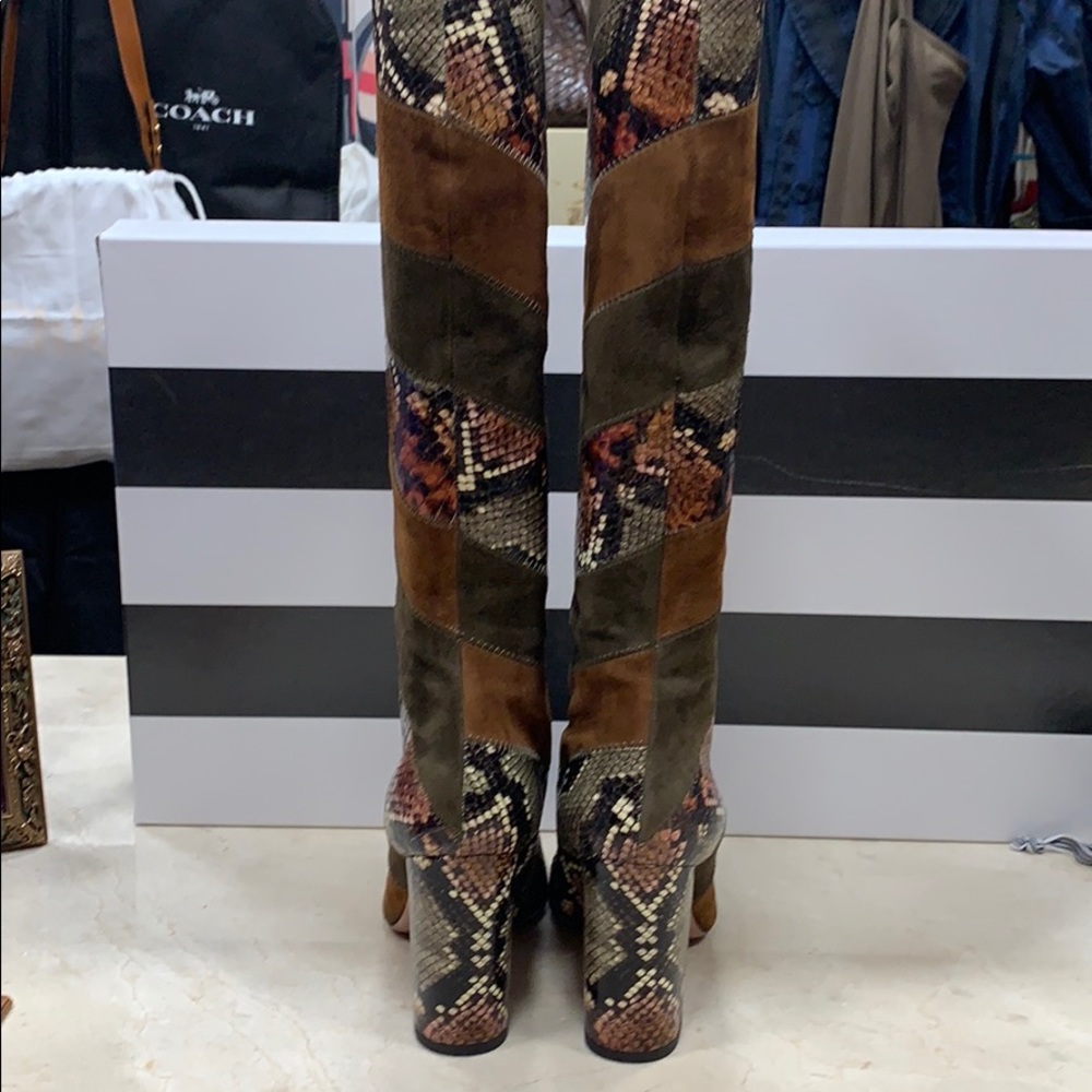AQUAZZURA BOETTI BOOTS IN KENYA SNAKE AND SUEDE TALL BOOTS SIZE 8.5 - Picture 6 of 10